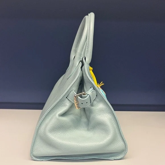 Anna Paola Made in Italy Leather Elegant Satchel with bag charms - new - w strap - Picture 3 of 9